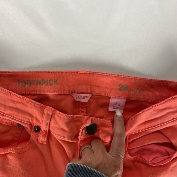 J. Crew Toothpick Skinny Ankle Jeans Womens Size 6 Coral - Picture 4 of 5